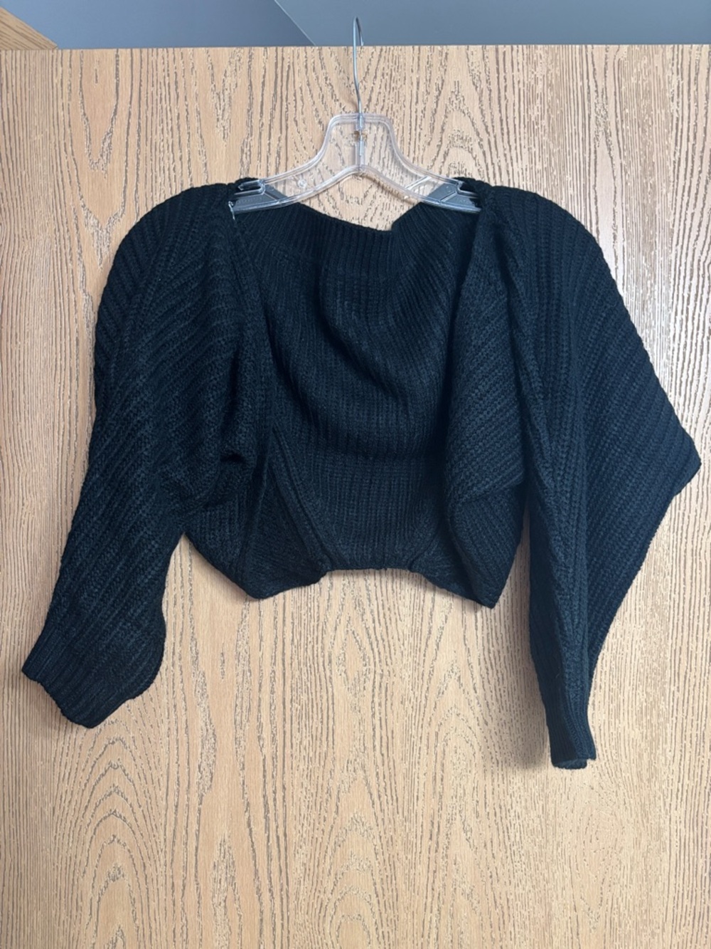 Cropped Black Knit Shrug - Women's Layering Cardigan